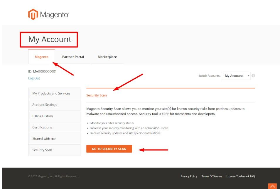 Magento security scan setup