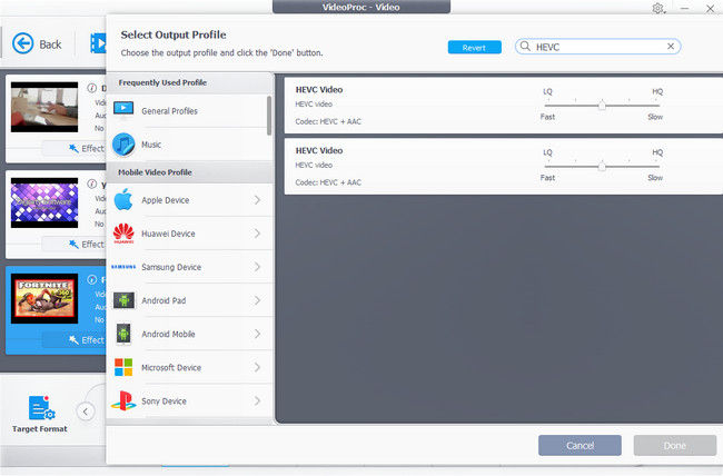 convert VVC to HEVC in VideoProc