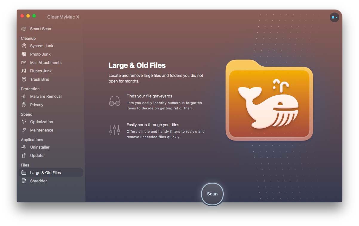 CleanMyMac X Large & Old Files intro