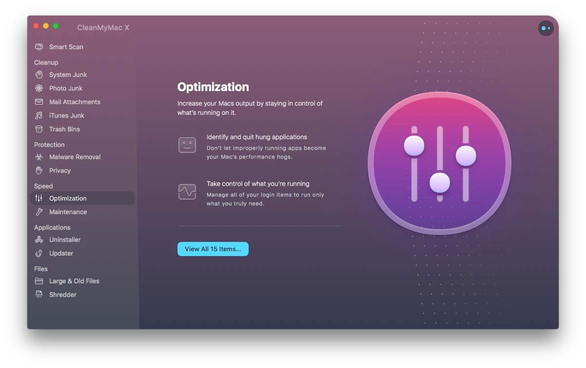 CleanMyMac X Optimization intro