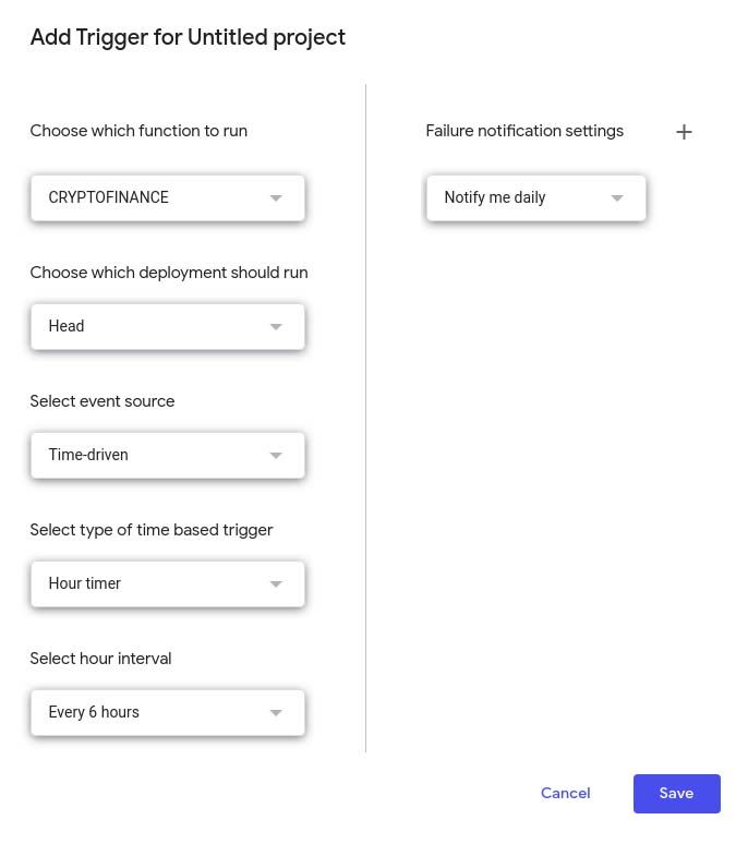 CryptoJS trigger setup