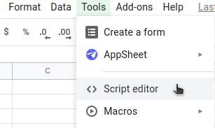 Cryptosheets addon script editor