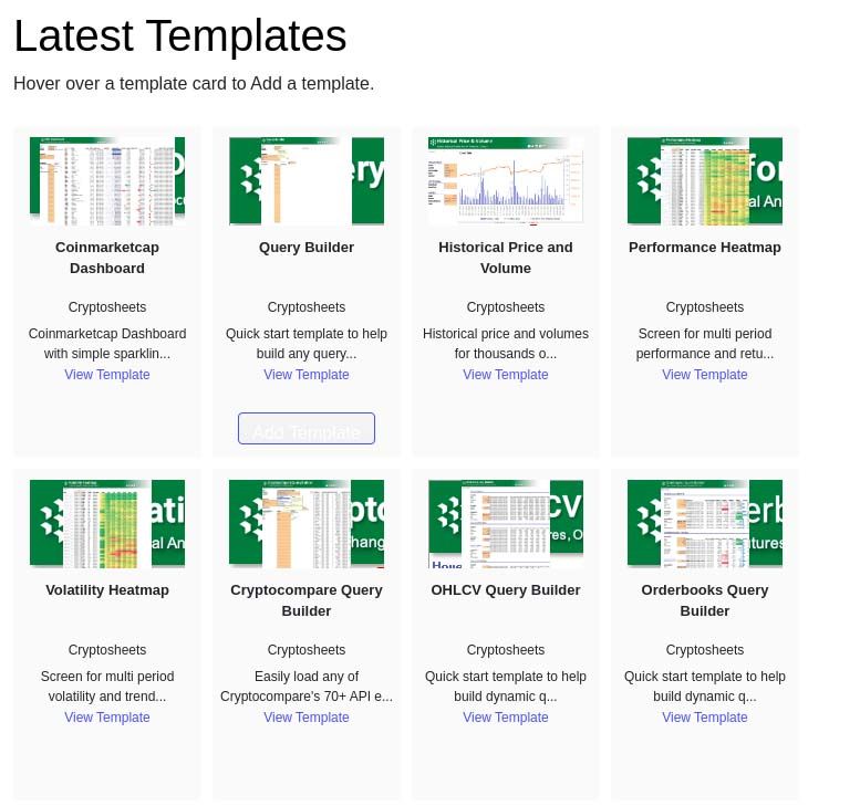 Cryptosheets templates