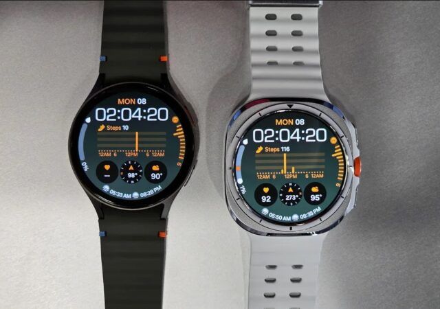 The 44mm Galaxy Watch 7 (left) and Galaxy Watch Ultra (right). Image credit: Lexy Savvides/CNET