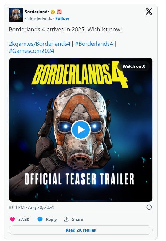 Image Credit: X / @Borderlands