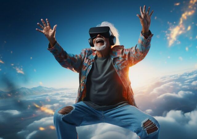 Image Credit: Man with vr glasses experiencing metaverse | AI-generated image