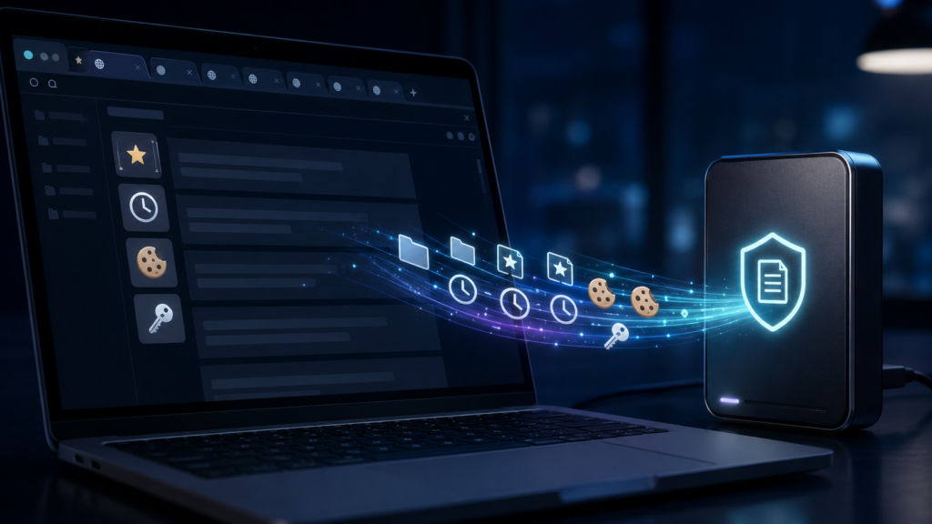 Atlas browser tabs, bookmarks and passwords being securely exported
