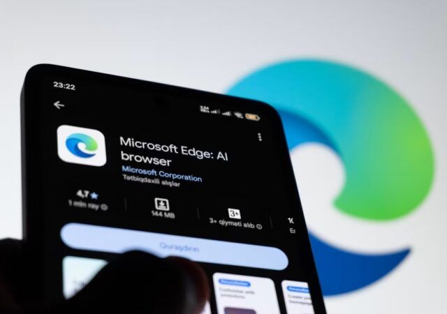 Microsoft Edge browser displayed on a smartphone