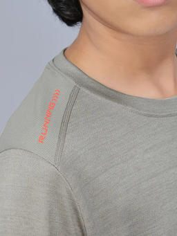 Boys Melange Slim Fit Crew Neck T-shirt with DOUBLE COOL in Bay Leaf - 7