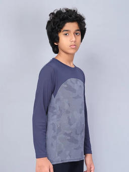 Boys Jacquard Slim Fit Crew Neck T-shirt with VENTMESH in Light Navy - 5