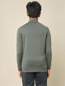 Boys Slim Fit Mock Neck Sports Jacket with TECHNO DRY in Beetle - 3