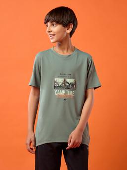 Boys Printed Slim Fit Round Neck Sports T-shirt with TECHNOCOOL+ in Myrtle - 2