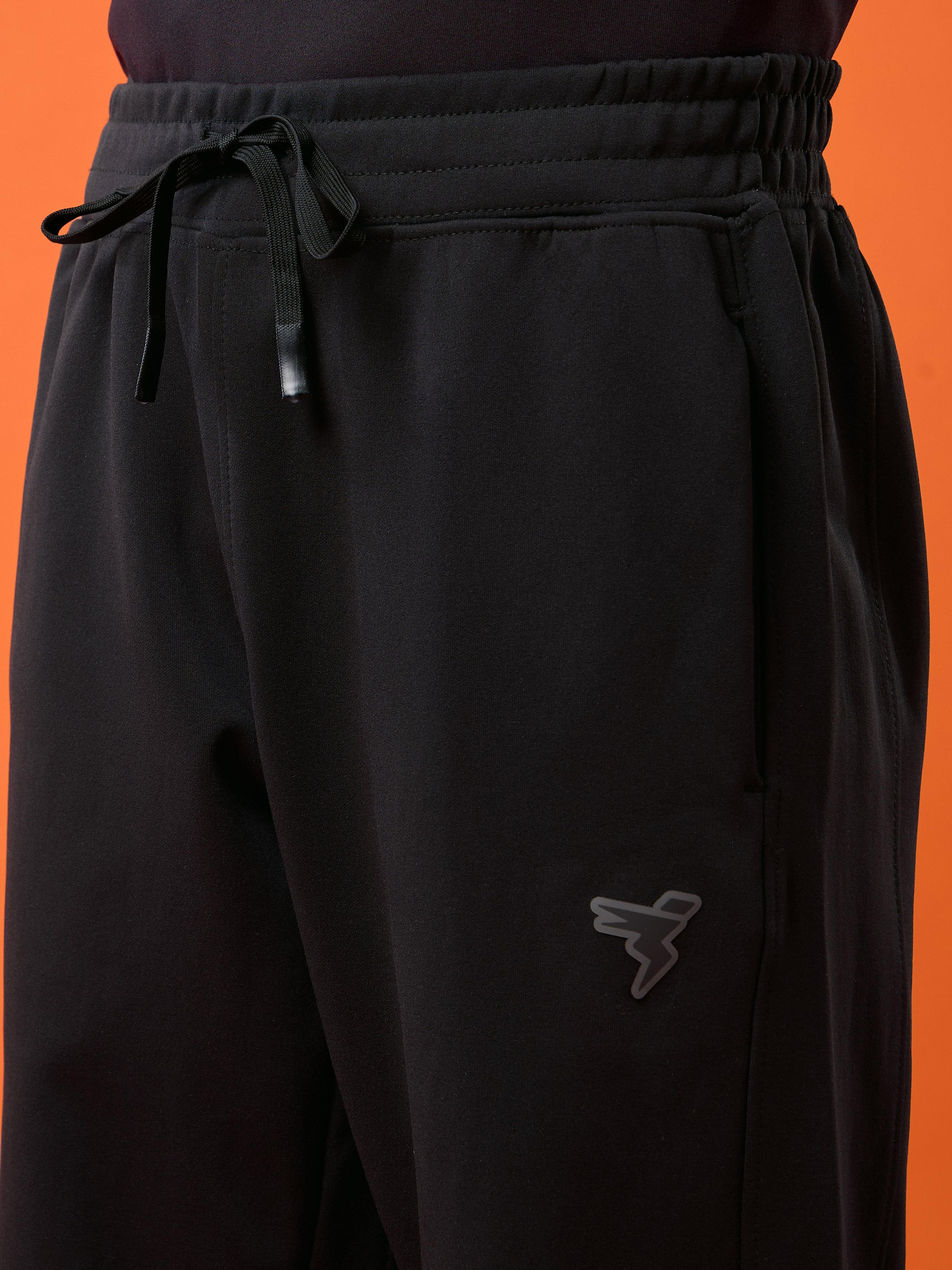 Boys Regular Fit Sports Trackpants with ELASTOPLUS in Black - 6