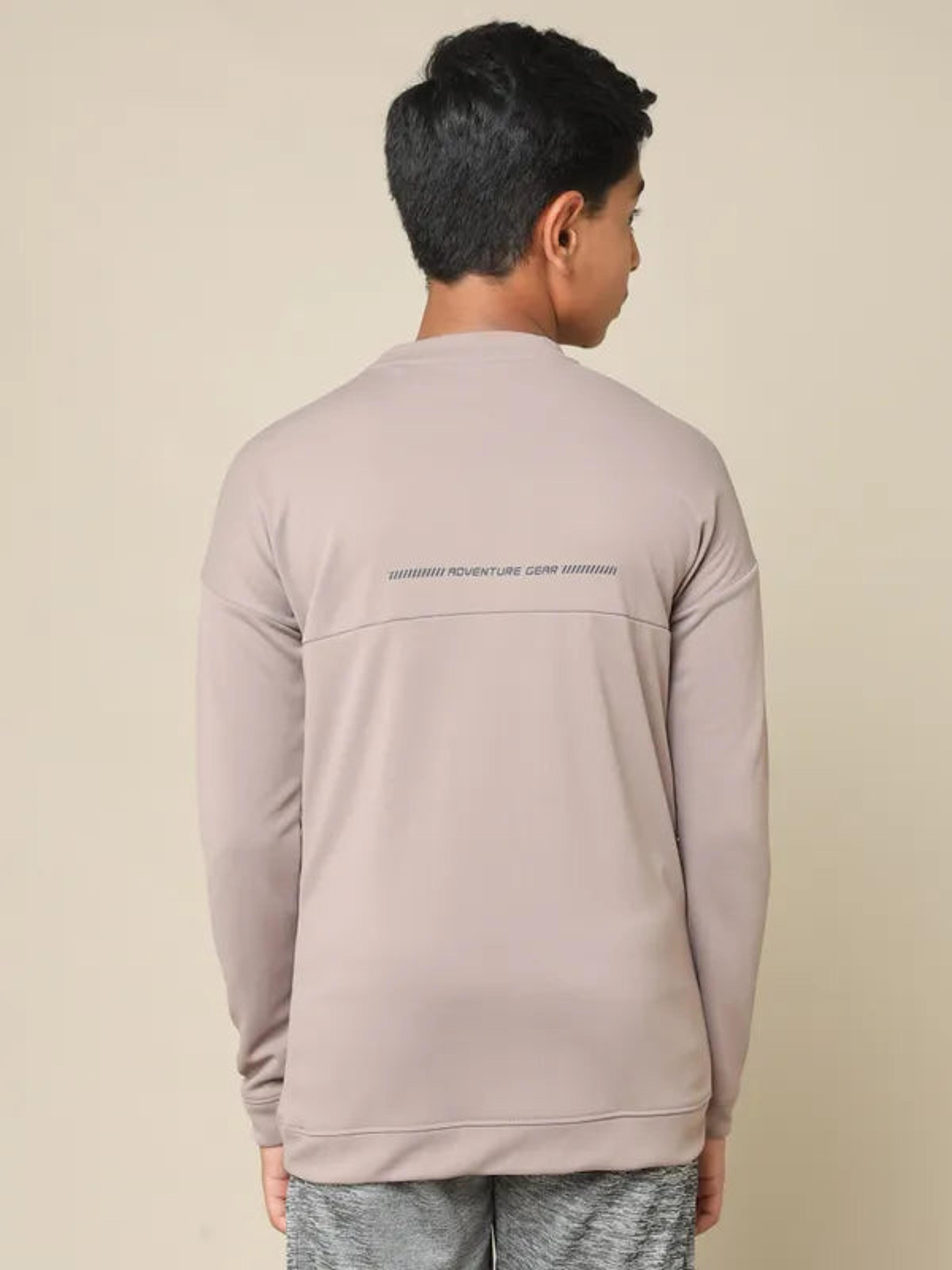 Boys Solid Slim Fit Crew Neck Pullover with TECHNO DRY in Linden - 3