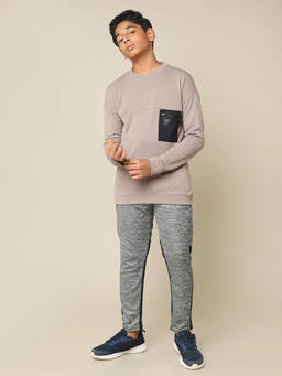 Boys Solid Slim Fit Crew Neck Pullover with TECHNO DRY in Linden - 5