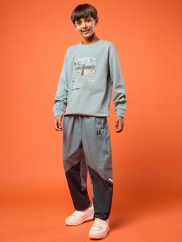 Boys Sports Sweatshirt Colorblock Slim Fit with ELASTOPLUS in Ultimate Grey - 5