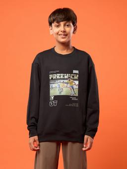 Boys Sports Sweatshirt Colorblock Slim Fit with ELASTOPLUS in Black - 2
