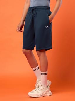Boys Slim Fit Sports Shorts with TECHNO DRY in Navy Blue - 4