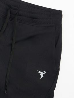 Boys Solid Slim Fit Shorts with TECHNO GUARD in Black - 7