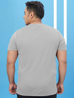 Men Solid Slim Fit Crew Neck T-shirt with TECHNO COOL+ in Ash - 2