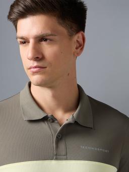 Men Colorblock Relaxed Fit Polo Sports T-shirt with TECHNOCOOL+ in Yellow - 4