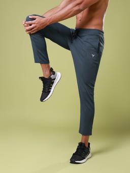 Men Solid Slim Fit Trackpants with ELASTO PLUS in Dark Carbon - 2