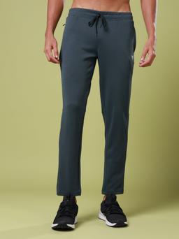 Men Solid Slim Fit Trackpants with ELASTO PLUS in Dark Carbon - 3