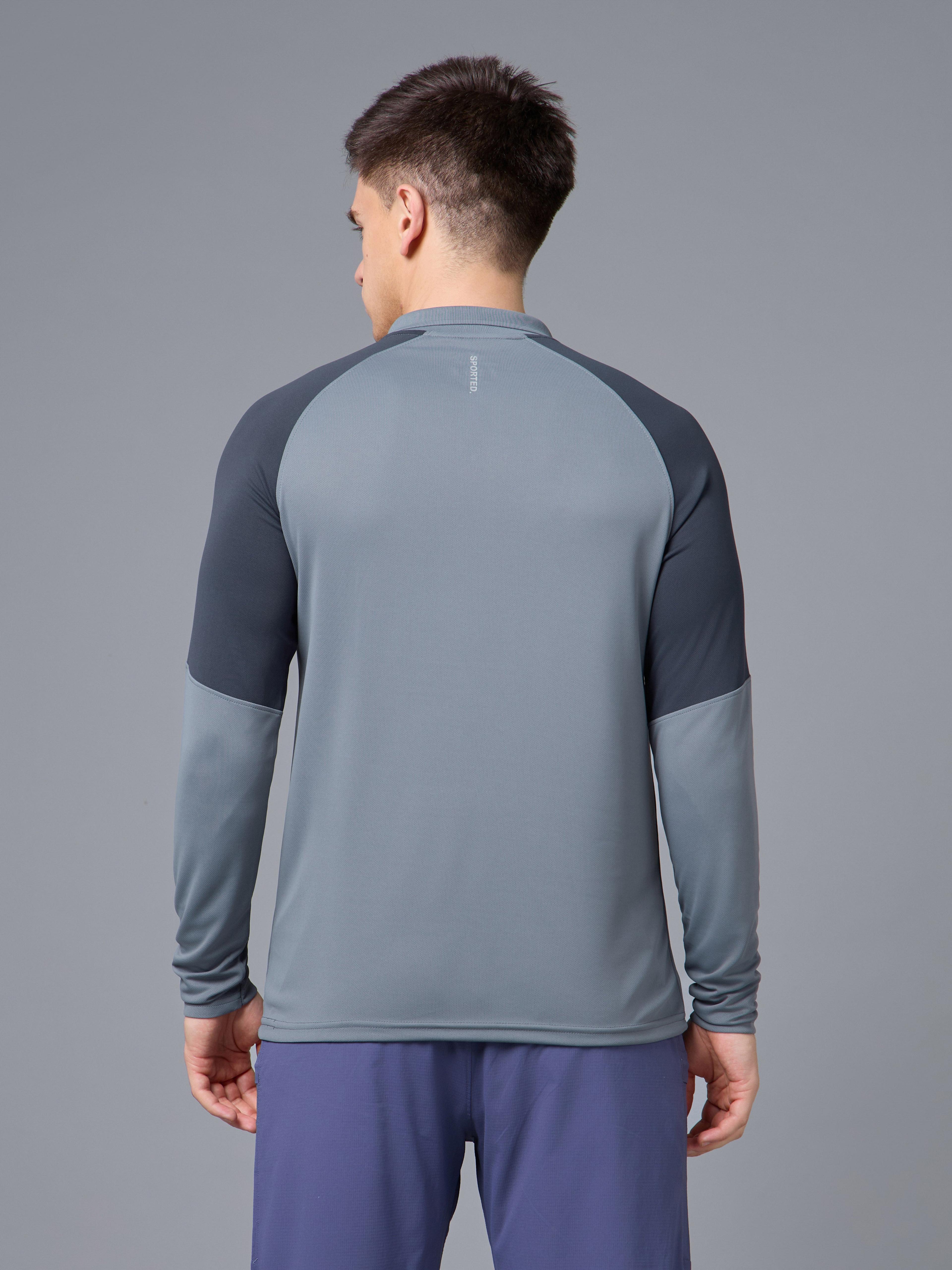 Men Colorblock Slim Fit Polo T-shirt with TECHNO COOL+ in Light Grey - 3