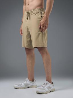 Men Solid Slim Fit Sports Shorts with DURACOOL in Khaki - 4