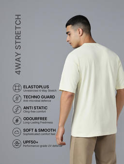 Men Solid  Oversized Crew Neck T-shirt with CLOUDFLEX in Yellow - 2