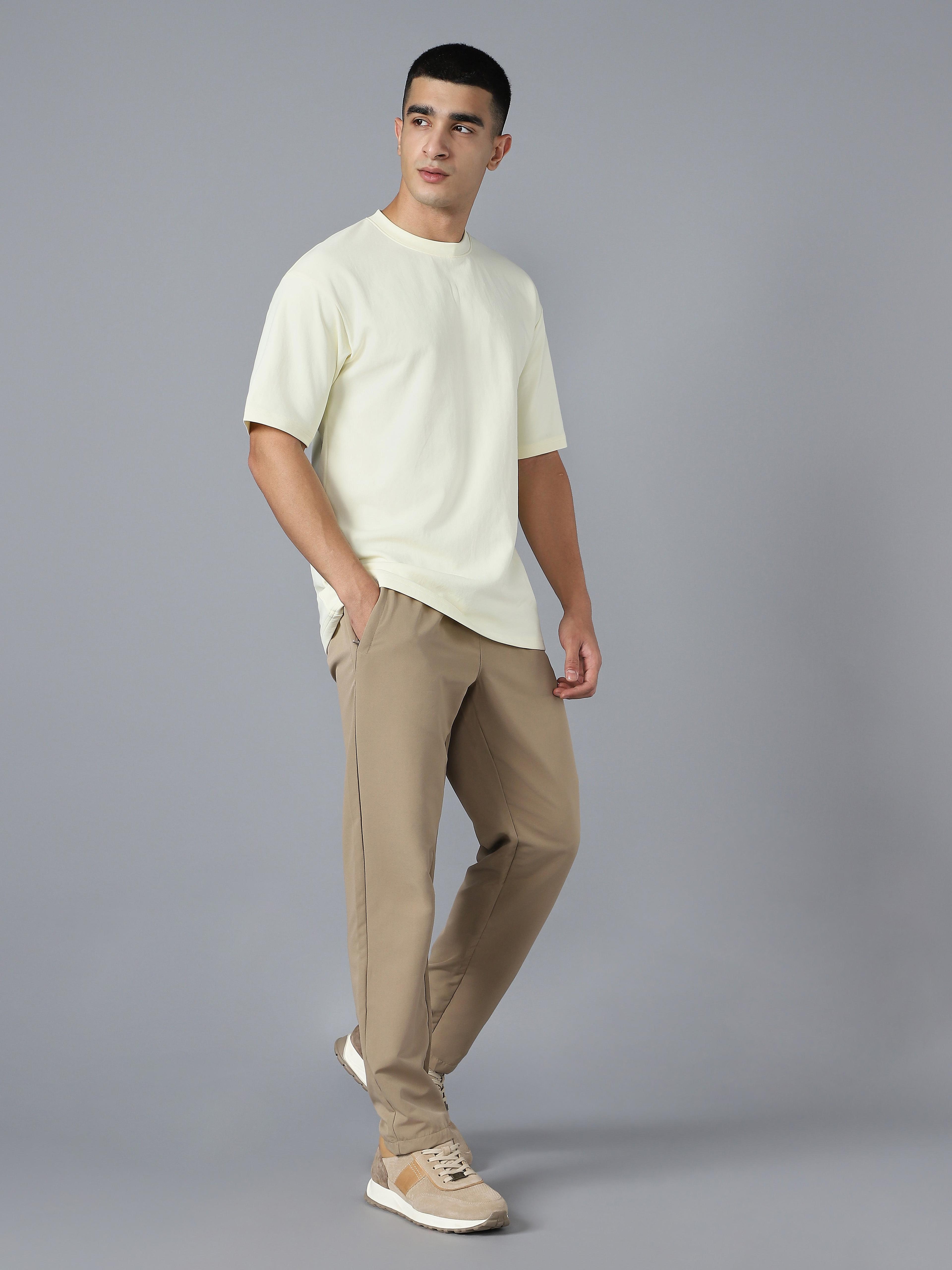 Men Solid  Oversized Crew Neck T-shirt with CLOUDFLEX in Yellow - 6