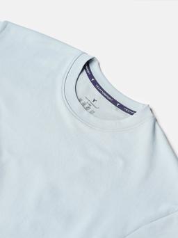Men Solid  Oversized Crew Neck T-shirt with CLOUDFLEX in Aqua Grey - 8
