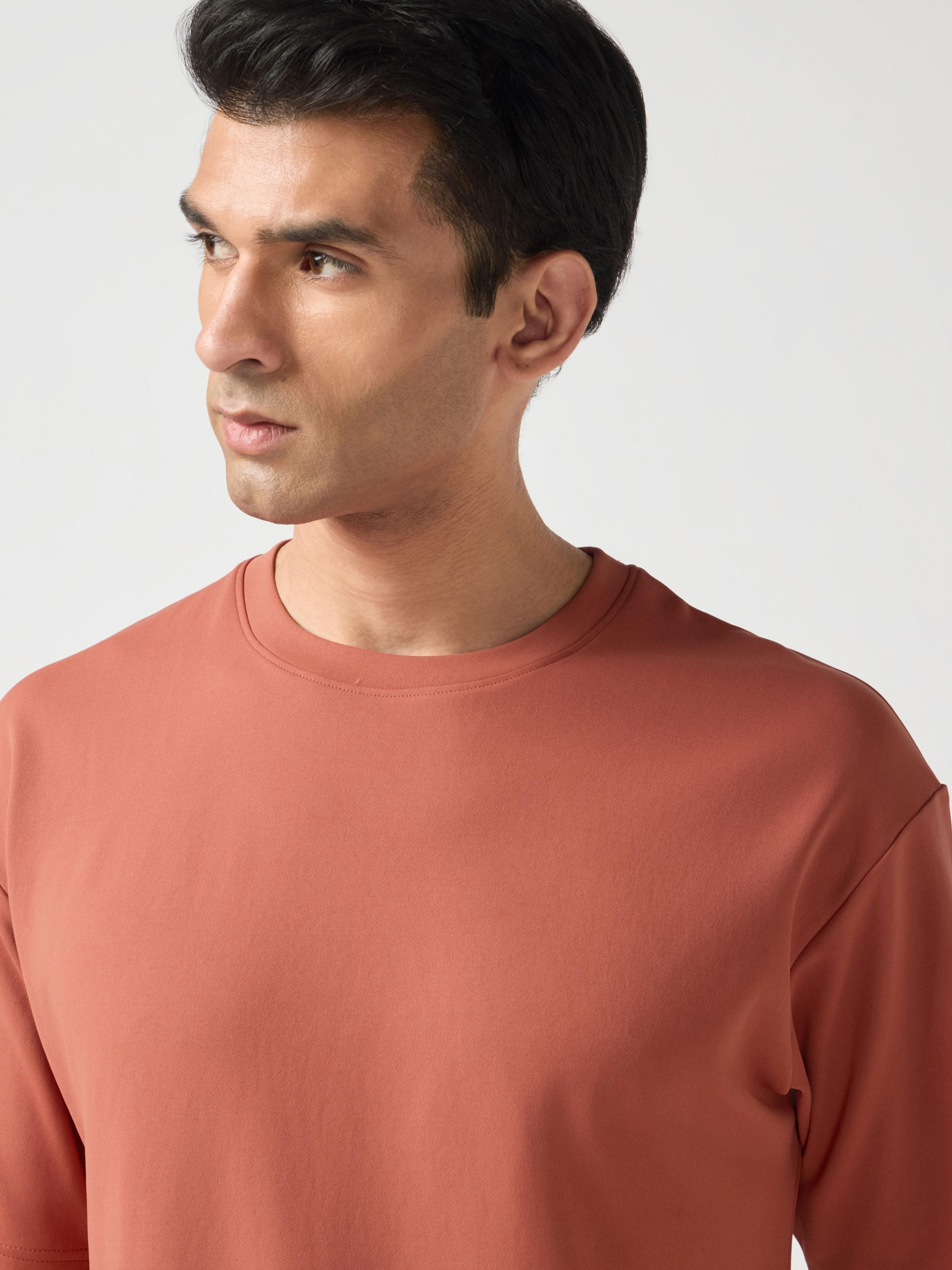 Men Solid  Oversized Crew Neck T-shirt with CLOUDFLEX in Chilli Flakes - 5