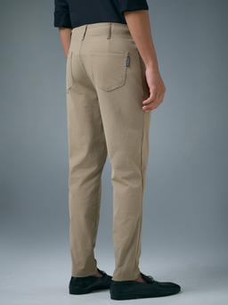 Men Semi-Formal Solid Straight Fit Trousers Pants with DURACOOL+ in Khaki - 2