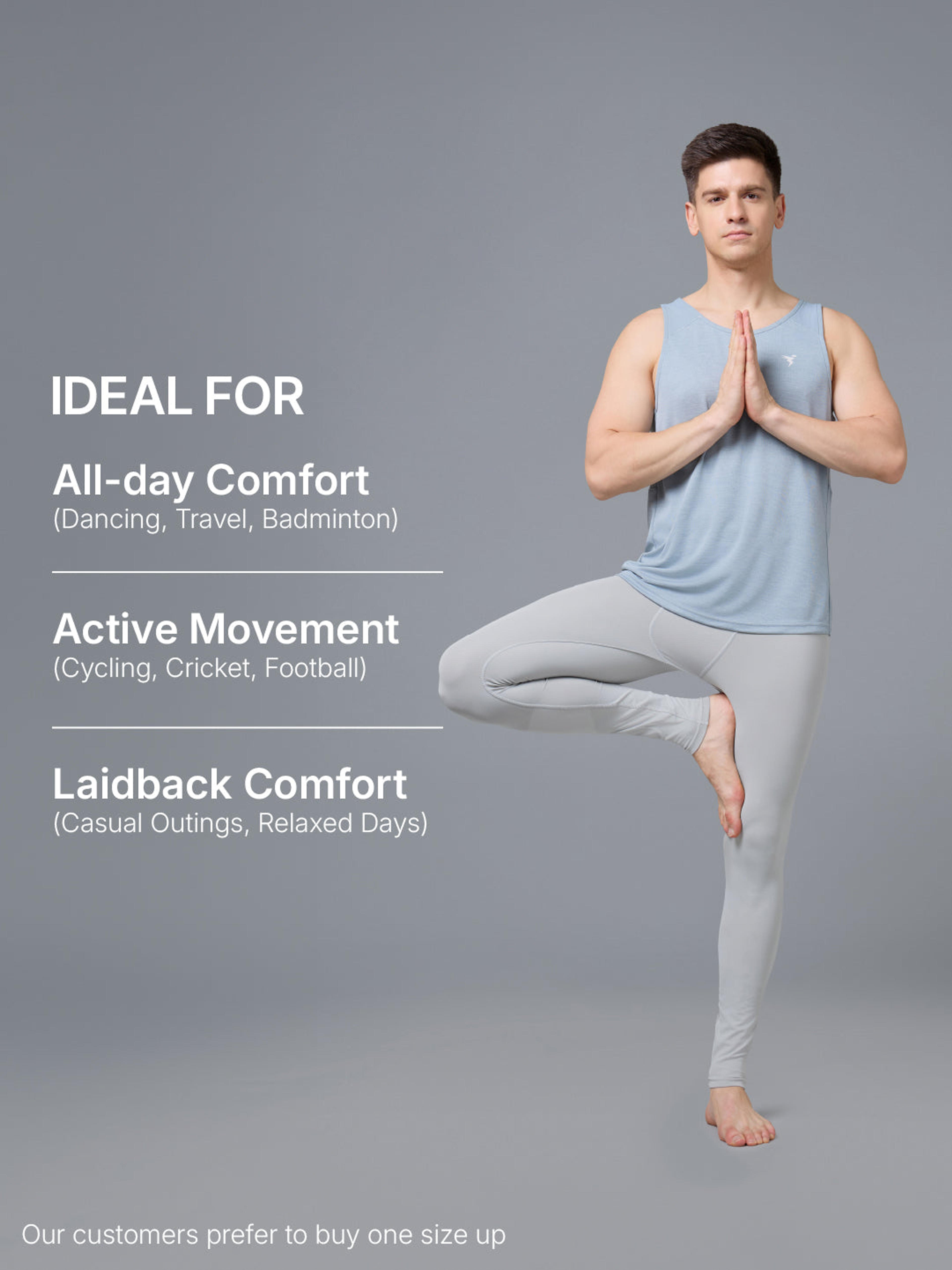 Men Solid Slim Fit Compression Tights with ELASTOPLUS in Ash - 6