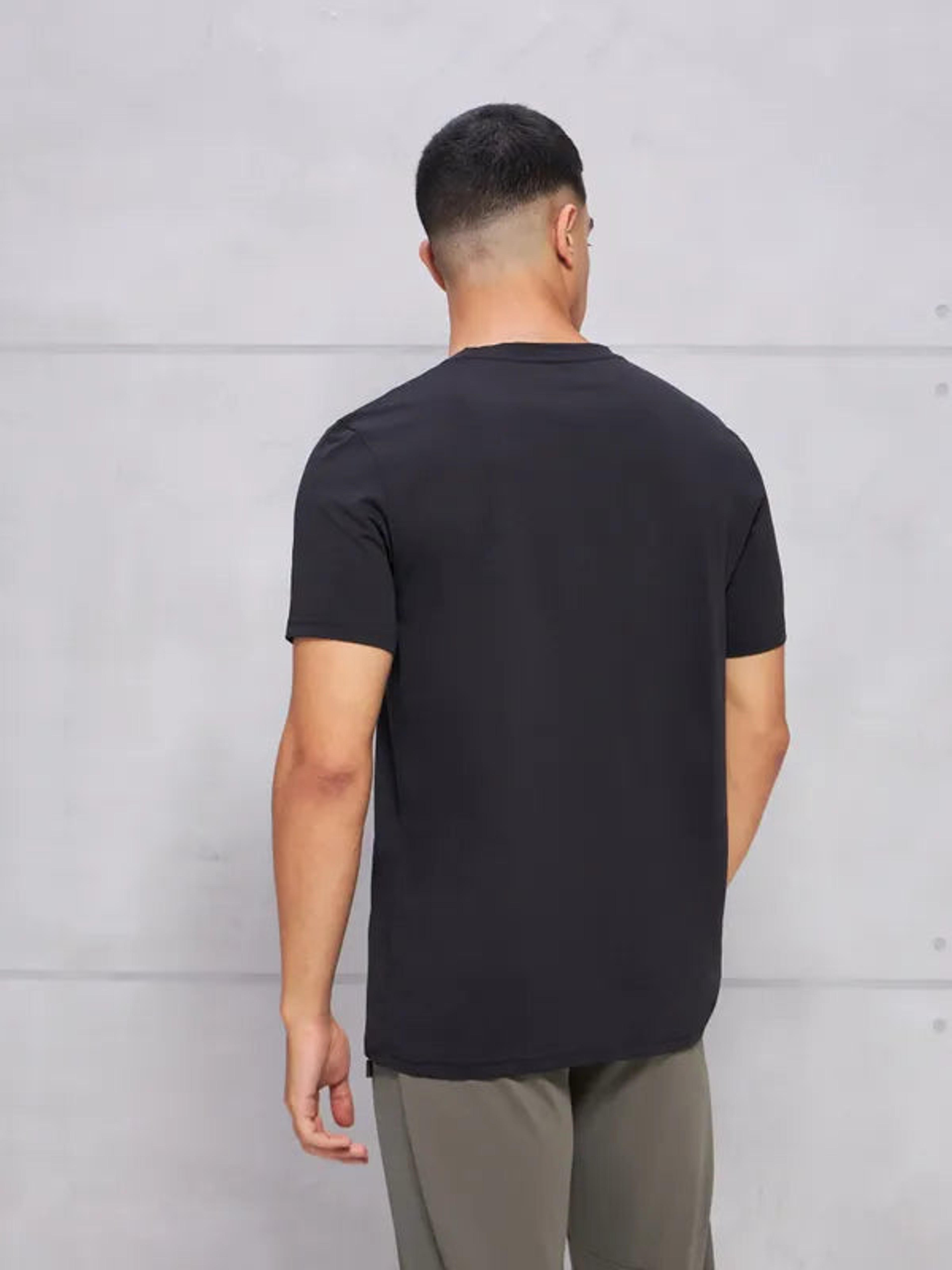 Men Solid Slim Fit Crew Neck T-shirt with COTFLEX in Black - 2