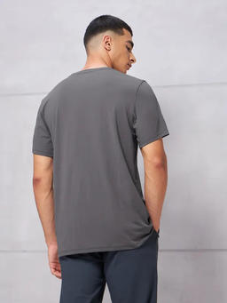 Men Solid Slim Fit Crew Neck T-shirt with COTFLEX in Iron Grey - 5