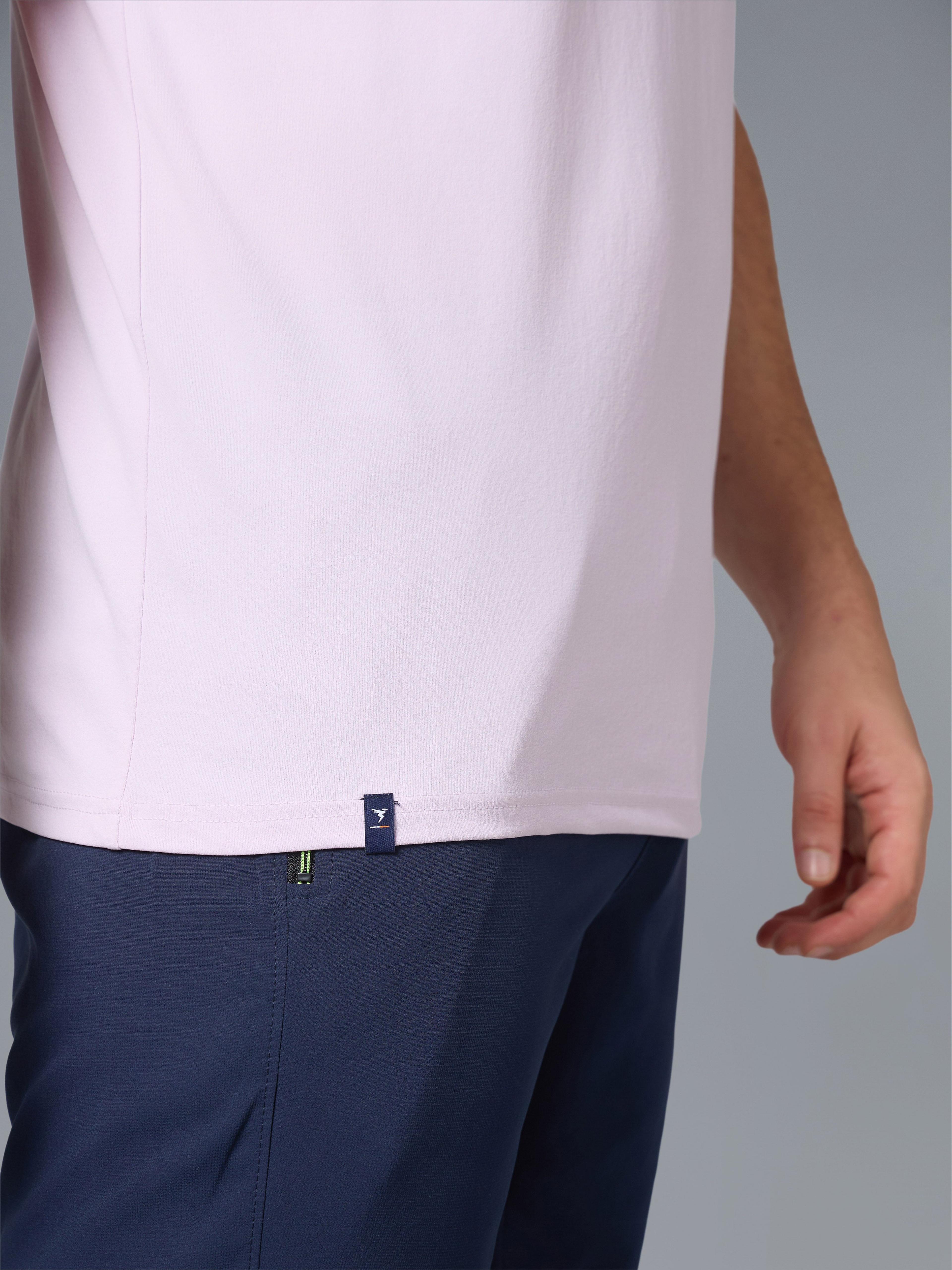 Men Printed Slim Fit Round Neck T-shirt with COTFLEX in Lilac - 7