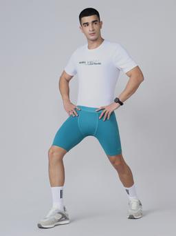 Men Solid Slim Fit Compression Tights with ELASTO LITE in Teal - 4