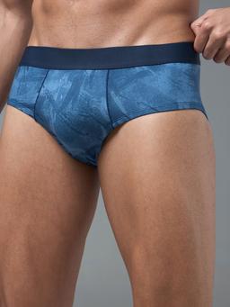 Men Printed Briefs with ELASTO LITE in Navy - 5