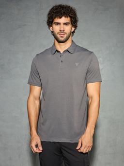 Men Solid Slim Fit Polo T-shirt with COTFLEX in Iron Grey - 2