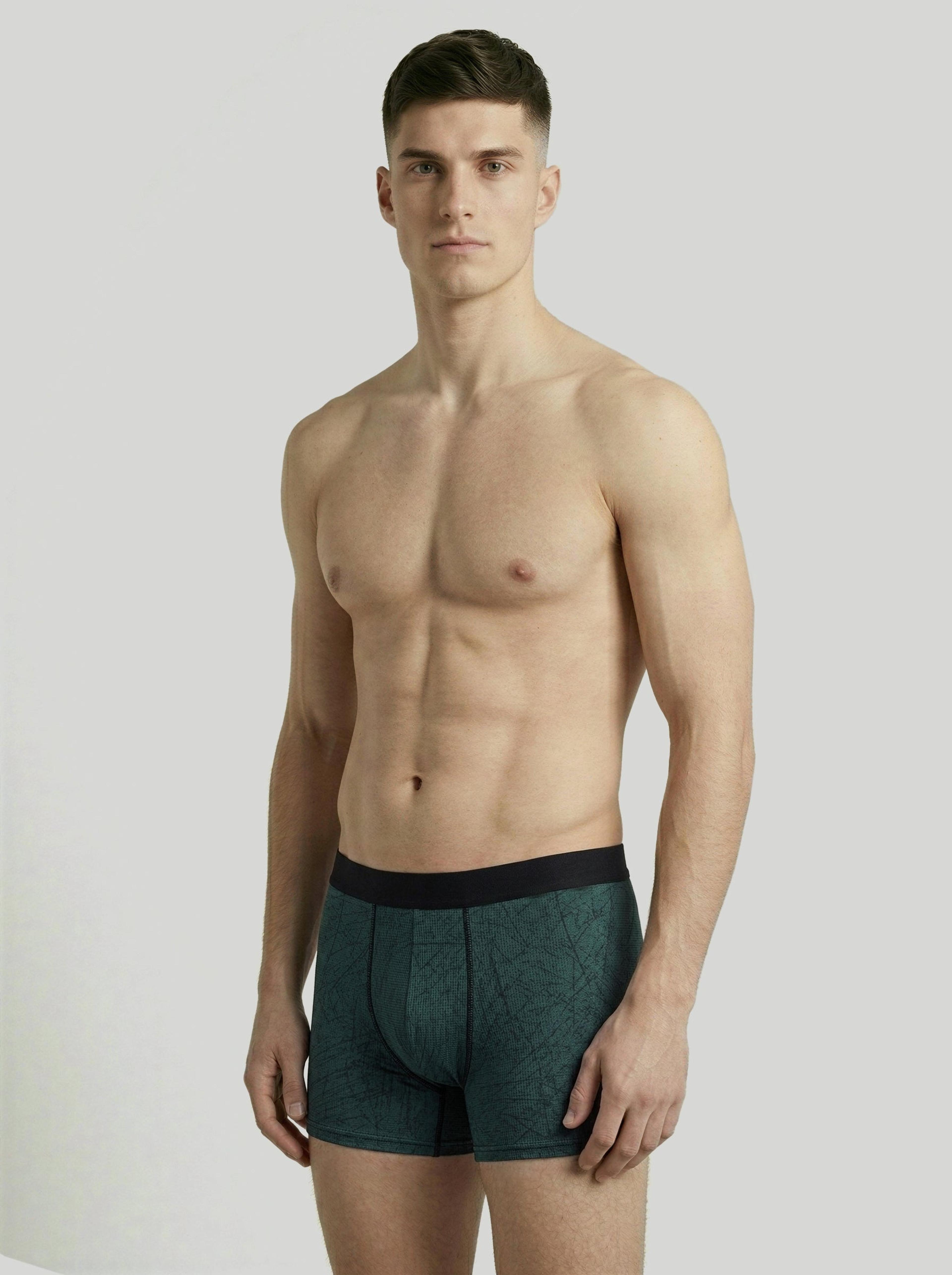 Men Printed Underwear with ELASTO LITE in Teal Grunge - 5