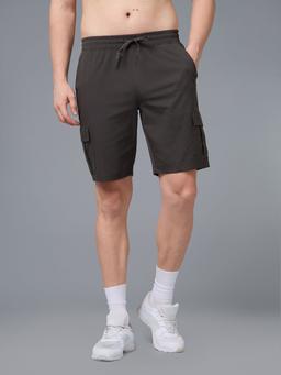 Men Solid Slim Fit Shorts with TS FLEXI in Black Olive - 2