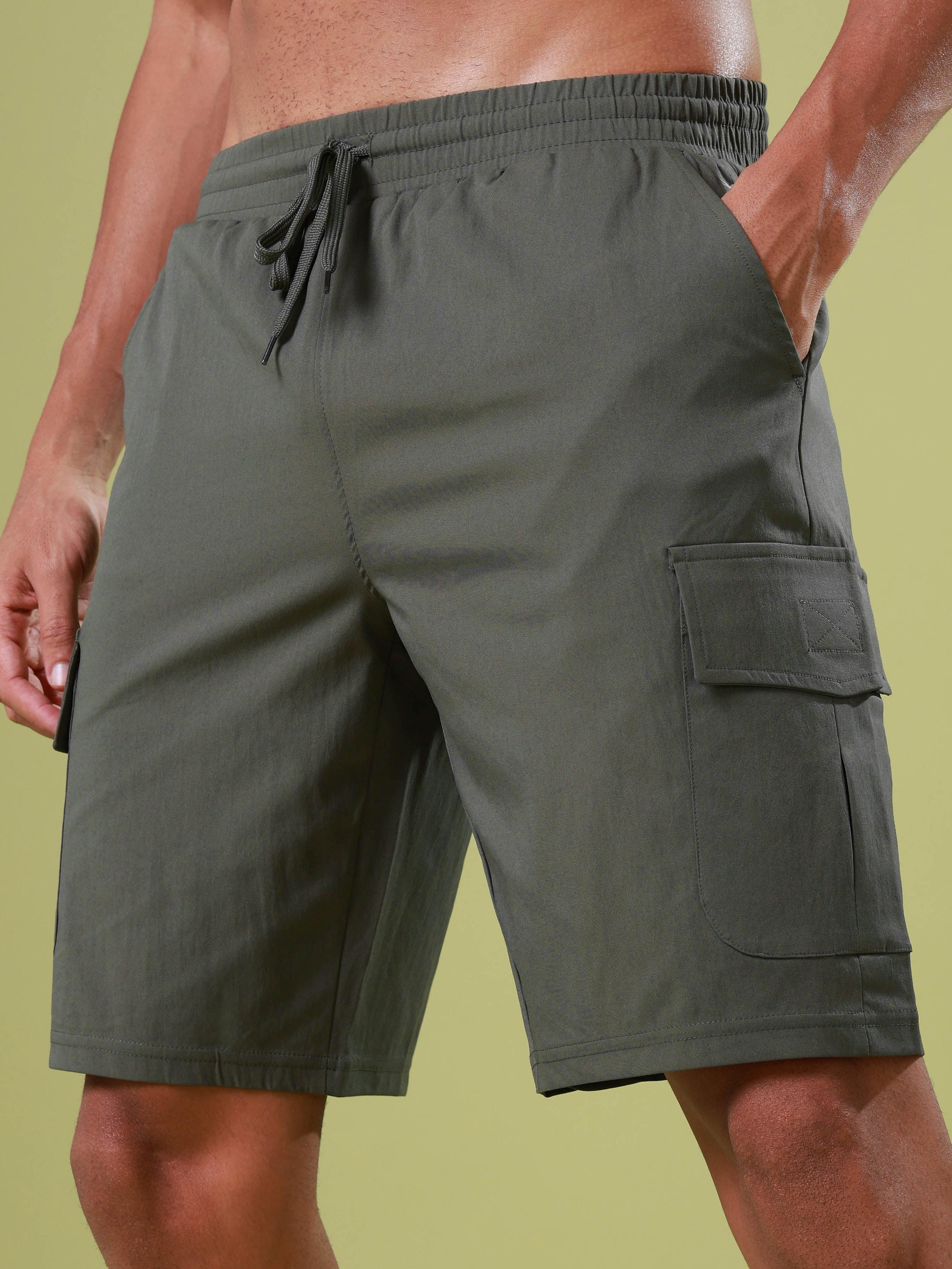 Men Solid Slim Fit Shorts with TS FLEXI in Beetle - 6