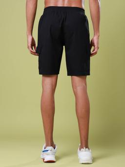 Men Solid Slim Fit Shorts with TS FLEXI in Black - 3