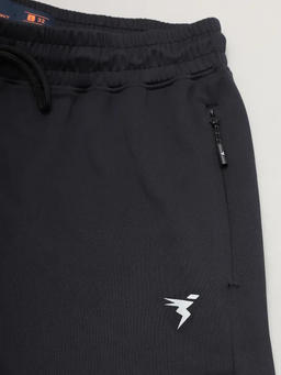 Men Solid Slim Fit Trackpants with ELASTO PLUS in Black - 10