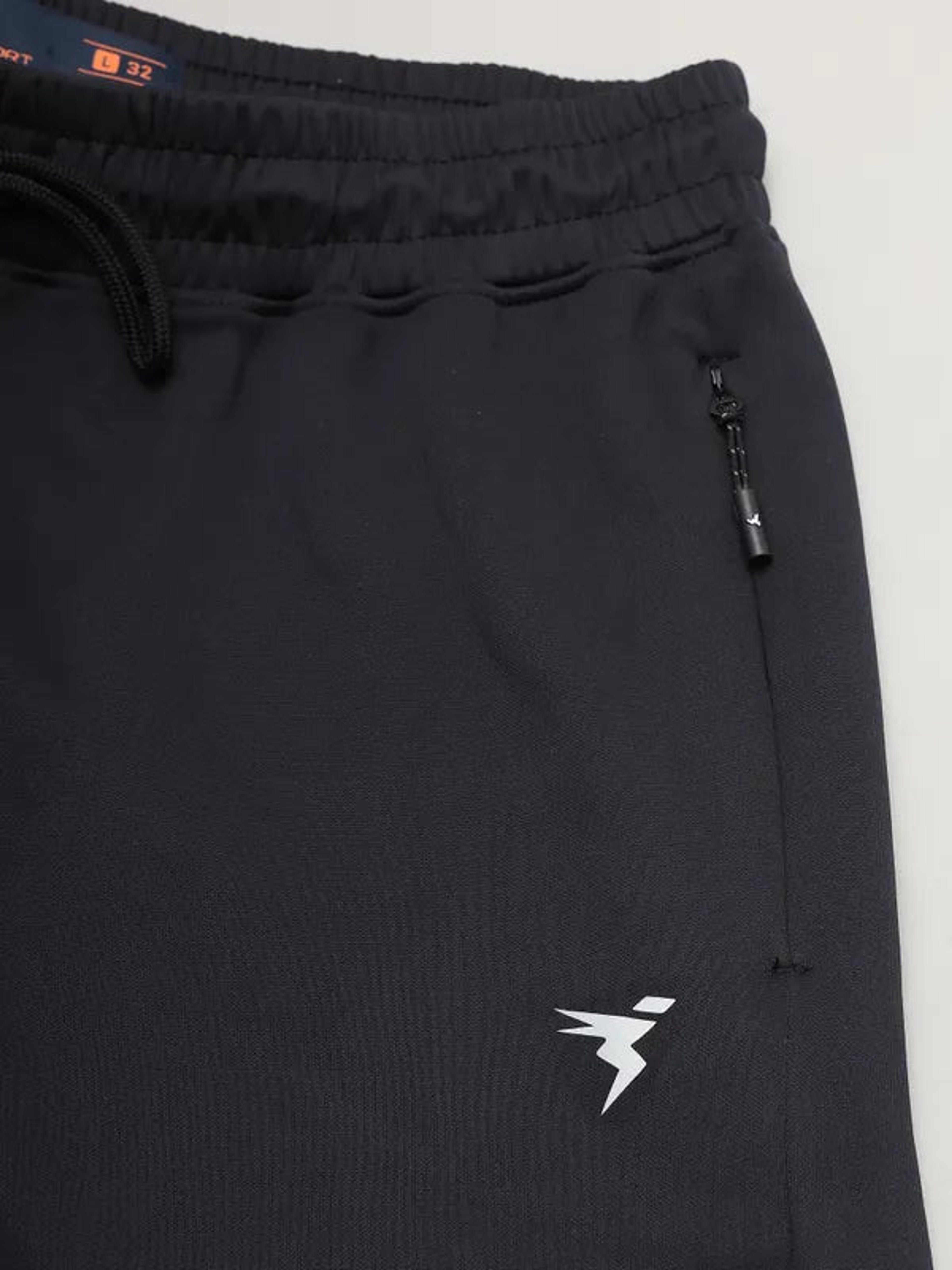 Men Solid Slim Fit Trackpants with ELASTO PLUS in Black - 10