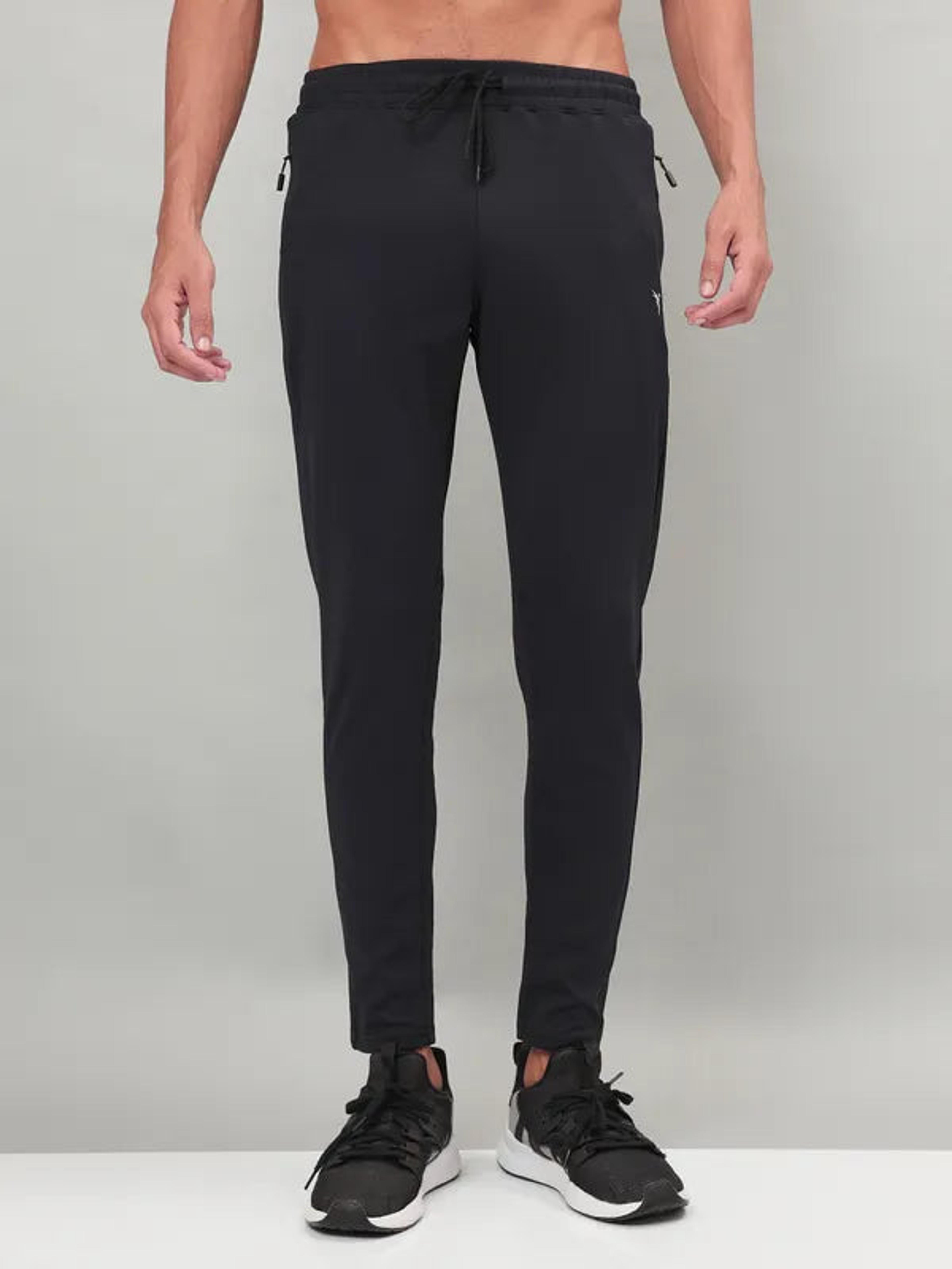 Men Solid Slim Fit Trackpants with ELASTO PLUS in Black - 6