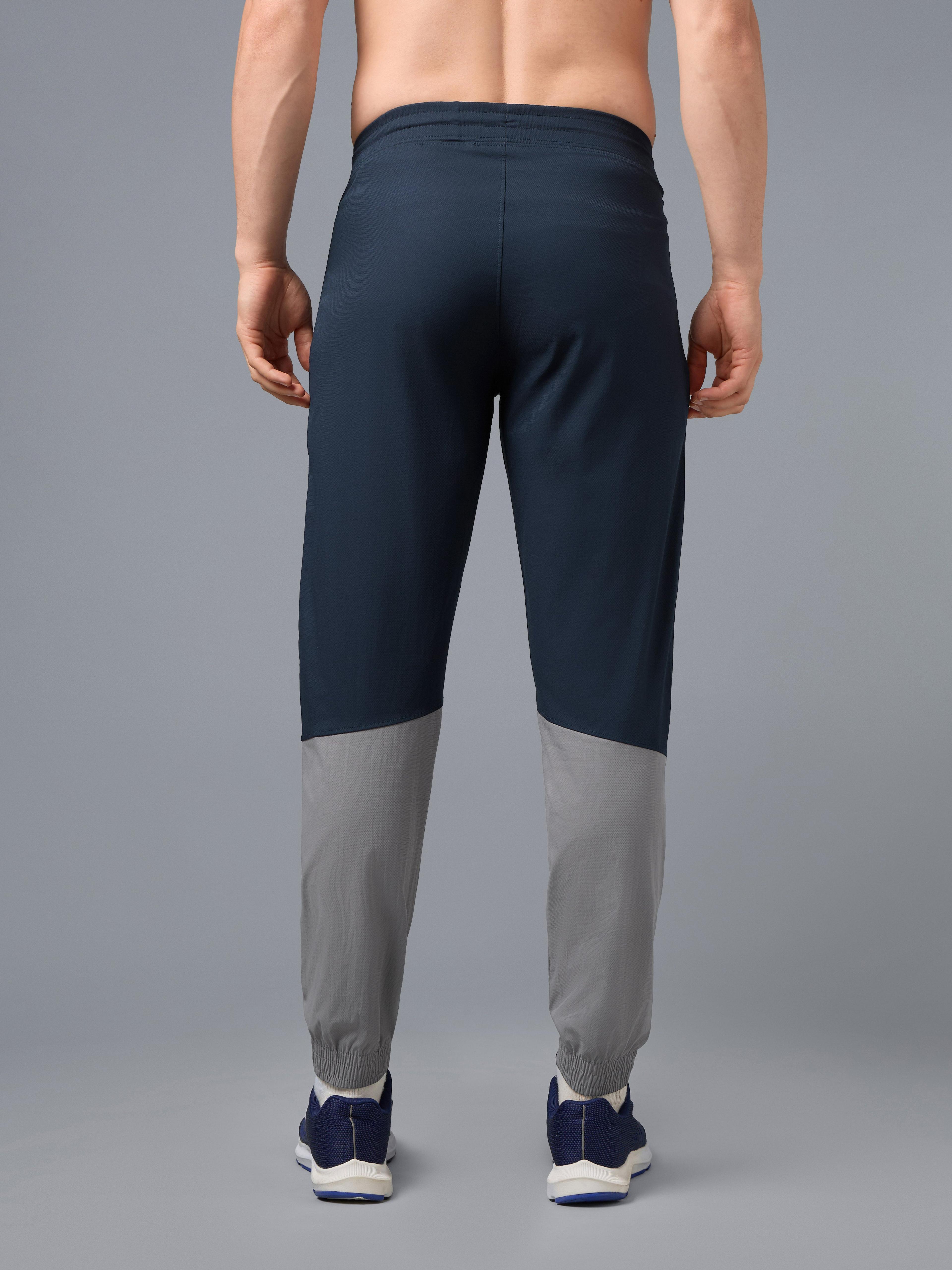 Men Colorblock Slim Fit Joggers with TECHNOLITE STRETCH in Navy Blue Light Grey B - 3