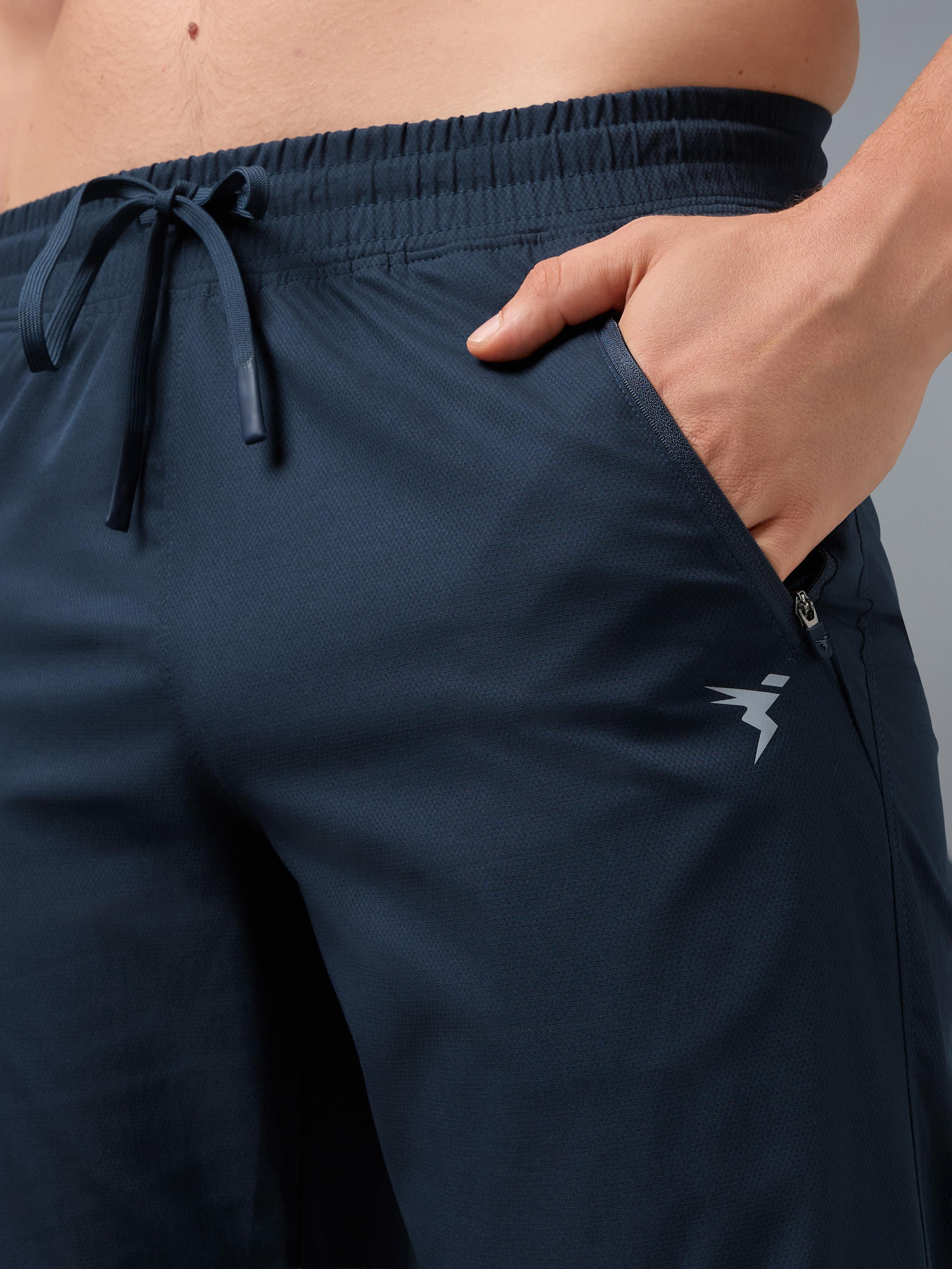 Men Colorblock Slim Fit Joggers with TECHNOLITE STRETCH in Navy Blue Light Grey B - 4